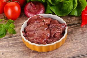 Raw chicken liver for cooking photo