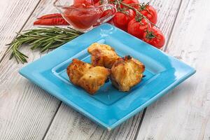 Chicken breast shashlik - grilled meat photo