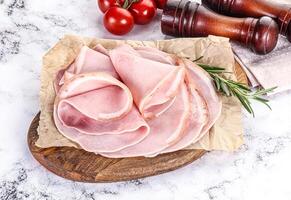 Slices of natural organic ham photo