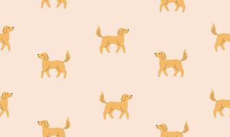 Seamless pattern with Cute Labrador Retriever. Dogs of different breeds. Side view. Flat illustration isolated vector