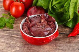 Raw chicken liver for cooking photo