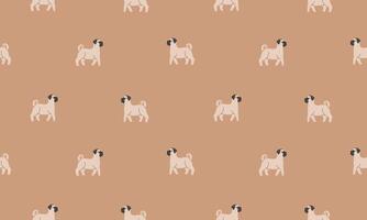 Seamless pattern with Cute Pug. Dogs of different breeds. Side view. Flat illustration vector