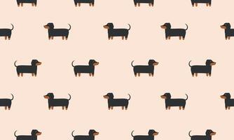 Seamless pattern with Cute Dachshund. Dogs of different breeds. Side view. Flat illustration vector