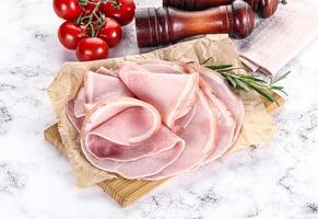 Slices of natural organic ham photo