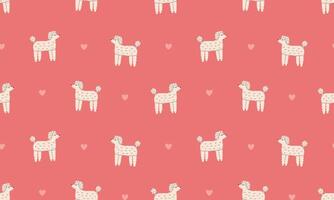 Seamless pattern with Cute Poodle. Dogs of different breeds. Side view. Flat illustration vector