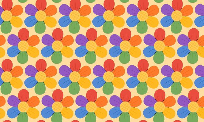 Seamless pattern with Symbol of LGBTQ pride community. LGBT rainbow flower. LGBT pride month. illustration