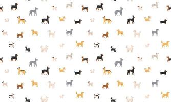Seamless pattern with walking dogs of different breeds. Side view. Flat illustration isolated on white background vector