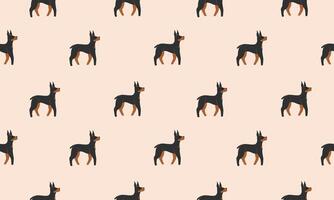 Seamless pattern with Cute Dobermann. Dogs of different breeds. Side view. Flat illustration vector