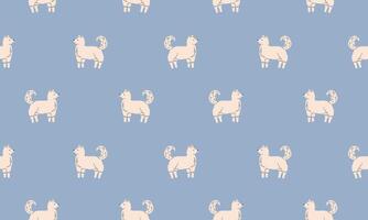 Seamless pattern with Cute Samoyed. Dogs of different breeds. Side view. Flat illustration vector