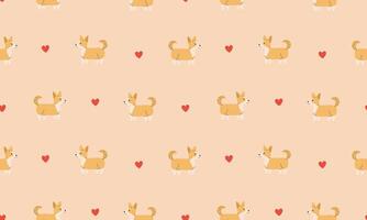Seamless pattern with Cute Corgi. Dogs of different breeds. Side view. Flat illustration vector