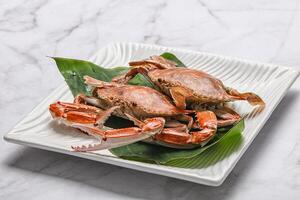 Yummy boiled crab in the plate photo