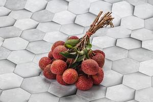 Sweet juicy tropical exotic lychee photo