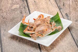 Yummy boiled crab in the plate photo