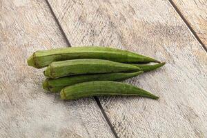 Natural organic raw green okra photo