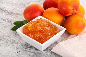 Sweet apricot jam homemade dessert photo