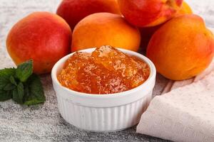 Sweet apricot jam homemade dessert photo