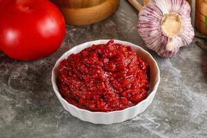 Natural organic red tomato paste photo