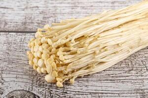 Tasty raw enoki mushroom heap photo