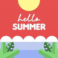 Hello summer illustration background vector