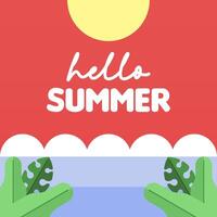 Hello summer illustration background vector