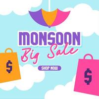 Monsoon sale banner illustration background vector