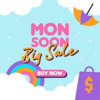 Monsoon sale banner illustration background vector