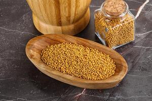 Mustard dry seeds in the bowl photo