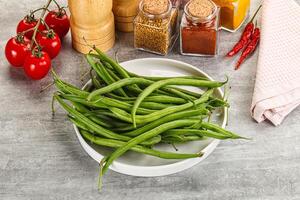 Raw green bean string uncooked photo