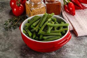 Vegan cuisine - boiled green bean photo