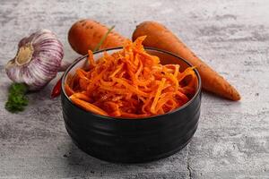 Korean carrot salad in the bowl photo
