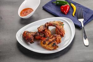 Buffalo grilled chicken wings barbecue photo