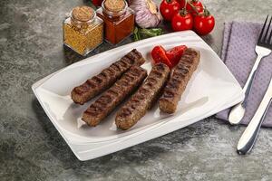 Grilled beef kebab minced meat photo