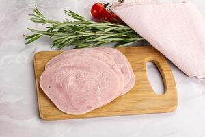 Sliced pork ham for sandwiches photo