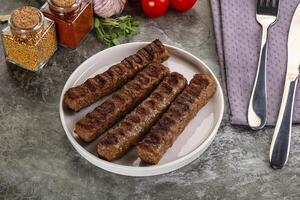 Grilled beef kebab minced meat photo