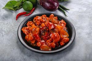 Chinese cuisine - Prawn sweet and sour sauce photo