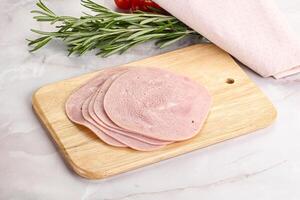 Sliced pork ham for sandwiches photo