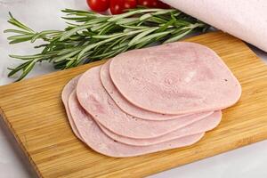 Sliced pork ham for sandwiches photo