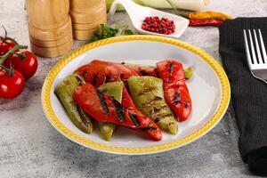 Grilled Bell Pepper - green and red photo