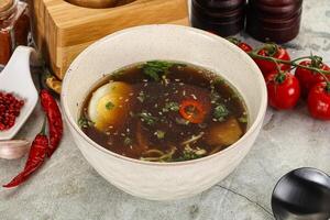 Japanese Miso soup with chicken photo