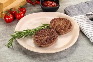 Grilled two beef burger cutlet photo