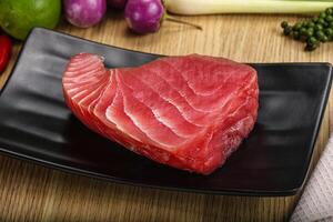 Raw fresh tuna steak for grill photo