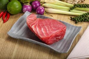 Raw fresh tuna steak for grill photo