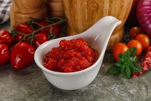 Fresh tomato puree pasta sauce photo