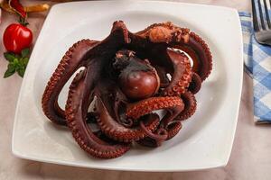 Boiled delicous Octopus in the bowl photo