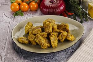 Indian cuisine curry chicken fillet photo