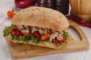 Ciabatta with canned tuna sandwich photo