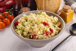 Vegan cuisine couscous with vegetables photo