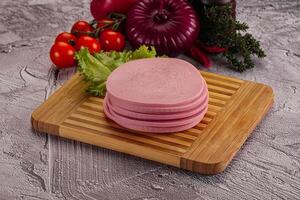 Boiled pork sliced sausage stack photo