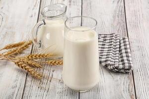 Organic milk in the glass photo