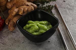 Green organic asian Wasabi seasoning photo